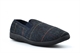 Zedzzz Mens Twin Gusset Slip On Carpet Slippers With Herringbone Textile Upper Navy Blue