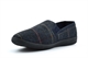 Zedzzz Mens Twin Gusset Slip On Carpet Slippers With Herringbone Textile Upper Navy Blue