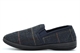 Zedzzz Mens Twin Gusset Slip On Carpet Slippers With Herringbone Textile Upper Navy Blue