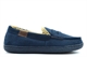 MAUJ Boys Moccasin Slippers Lightweight Slip On Carpet Slippers With Faux Fur Lining Navy