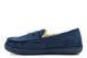 MAUJ Boys Moccasin Slippers Lightweight Slip On Carpet Slippers With Faux Fur Lining Navy