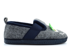 Sleepers Boys Yeti Monster Slippers With Natural Rubber Sole Grey