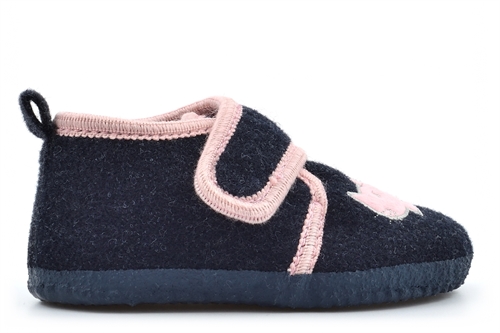 Sleepers Girls Kit Touch Fastening Bootee Slippers/Boot Slippers/Cat Slippers Navy/Pink