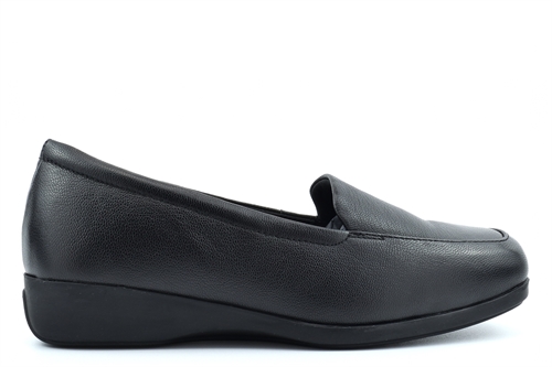 Dr Keller Womens Claire Slip On Casual Comfort Shoes With Real Leather And Low Wedge Heel Black