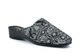 Sleepers Womens Priya Wedge Heel Slip On Mule Slippers With Brocade Textile Upper Black/Silver