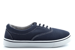 Dek Boys Lace Up Canvas Yachting Shoes/Boys Lace Up Pumps With Padded Collar Navy Blue