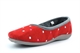 Sleepers Womens Isla Memory Foam Dotted Ballerina Slippers Red/Grey