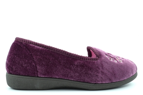 Sleepers Womens Nieta Embroidered Machine Washable Memory Foam Comfort Slippers Heather