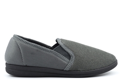 Sleepers Mens Harry Faux Suede Memory Foam Carpet Slippers Grey