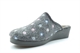 Sleepers Josephine Womens Wedge Slip On Mule Slippers With Wedge Heel And Rubber Sole Grey Floral
