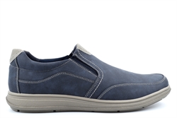 Scimitar Mens Twin Gusset Slip On Casual Shoes With Faux Leather Patch Detail Navy Blue