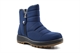 Boulevard Womens Thermal Snow Boots With Faux Fur Lining, Side Zip And Deep Tread Sole Navy Blue