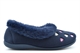 Sleepers Womens Daisy Memory Foam Slippers With Faux Fur Full Collar And Hearts Detail Navy Blue