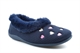 Sleepers Womens Daisy Memory Foam Slippers With Faux Fur Full Collar And Hearts Detail Navy Blue