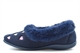 Sleepers Womens Daisy Memory Foam Slippers With Faux Fur Full Collar And Hearts Detail Navy Blue