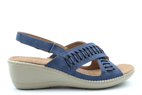 Boulevard Womens Crossover Slingback Wide Fit Sandals With Padded Insole Blue (E Fitting)