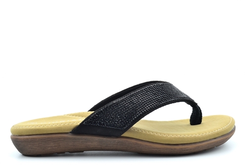 Cipriata Womens Alcee Diamante Toe Post Sandals With Padded Insole Black