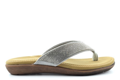 Cipriata Womens Alcee Diamante Toe Post Sandals With Padded Insole Silver