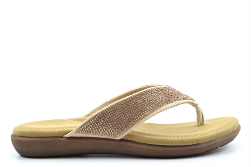 Cipriata Womens Alcee Diamante Toe Post Sandals With Padded Insole Rose Gold