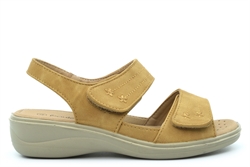 Boulevard Womens Twin Touch Fastening Lightweight Wedge Sandals With Padded Insole Beige