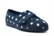 Sleepers Womens Matilda V Cut Touch Fastening Wide Fit Slippers Navy Blue (EE Fitting)