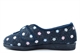 Sleepers Womens Matilda V Cut Touch Fastening Wide Fit Slippers Navy Blue (EE Fitting)