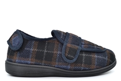 Jo & Joe Mens Edgar Wide Open Touch Fastening Slippers Navy Blue