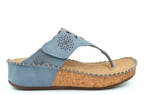 Cipriata Womens Corina Touch Fastening Toe Post Wedge Sandals With Deluxe Padded Insole Blue