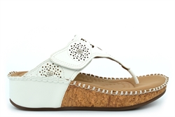 Cipriata Womens Corina Touch Fastening Toe Post Wedge Sandals With Deluxe Padded Insole White