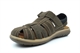 Roamers Mens Lightweight Touch Fastening Closed Toe Leather Sandals With Real Suede Insole Brown