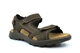 Roamers Mens Triple Touch Fastening Lightweight Sports Leather Sandals With Real Suede Insole Brown