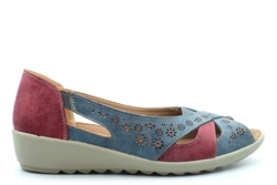 Boulevard Womens Crossover Peep Toe Wide Fit Casual Shoes Blue/Red (E Fitting)