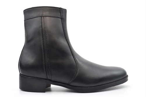 Scimitar Mens Foam Lined Zip Up Leather Ankle Boots Black