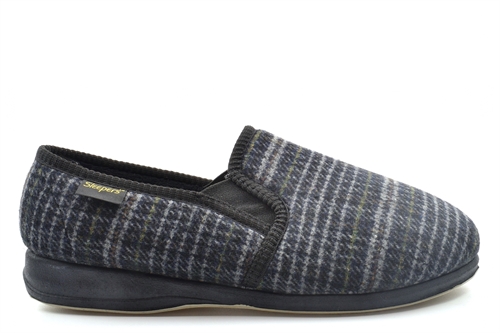 Sleepers Mens Joseph Memory Foam Washable Extra Wide Fit Slippers Grey