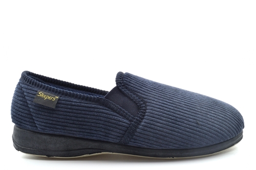 Sleepers Mens Phil Memory Foam Slip On Cord Slippers Navy Blue