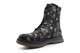 Cipriata Womens Annetta Combat Boots/Ladies Military Boots With Memory Foam Black/Bronze Floral