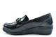 Boulevard Womens Saddle Trim Extra Wide Fit Shoes With Wedge Heel Black Patent (EEE Width)