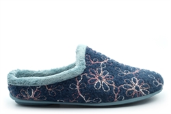 Sleepers Womens Eloise Mule Slippers With Rubber Sole Blue